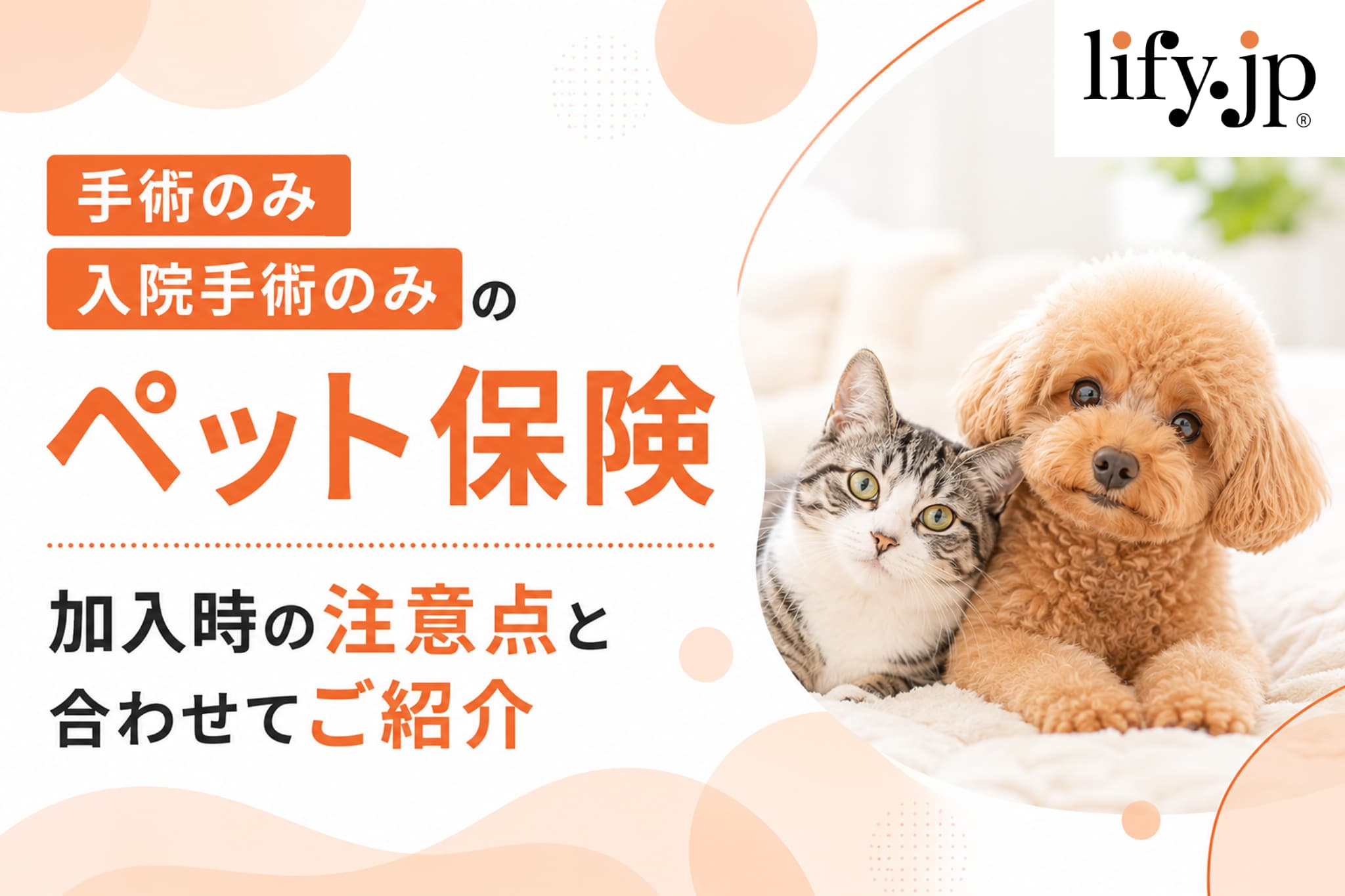 手術のみ・入院手術のみのペット保険　加入時の注意点と合わせてご紹介