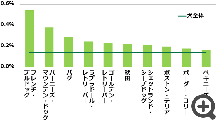 熱中症の犬種別請求割合