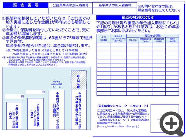 ねんきん定期便50歳未満のサンプル ねんきん定期便50歳未満のサンプル
