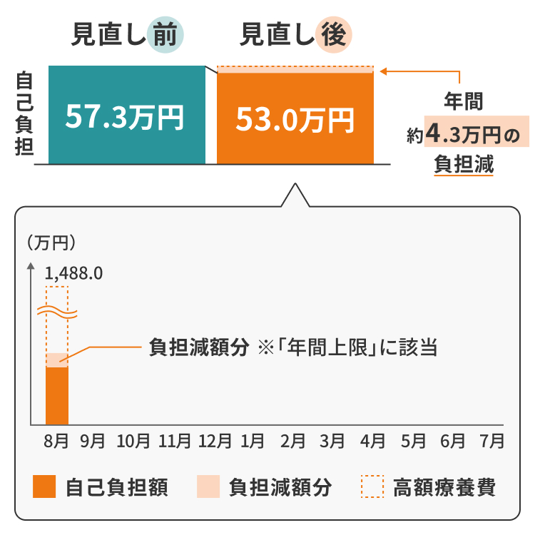 1回の治療費が極めて高額な治療を受けた方の医療費負担